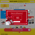 AliExpress Coupons US $5 off $25, $6 off $30, $8 off $50 (~AU $7 off $35, $8.45 off $42, $11.25 off $70)