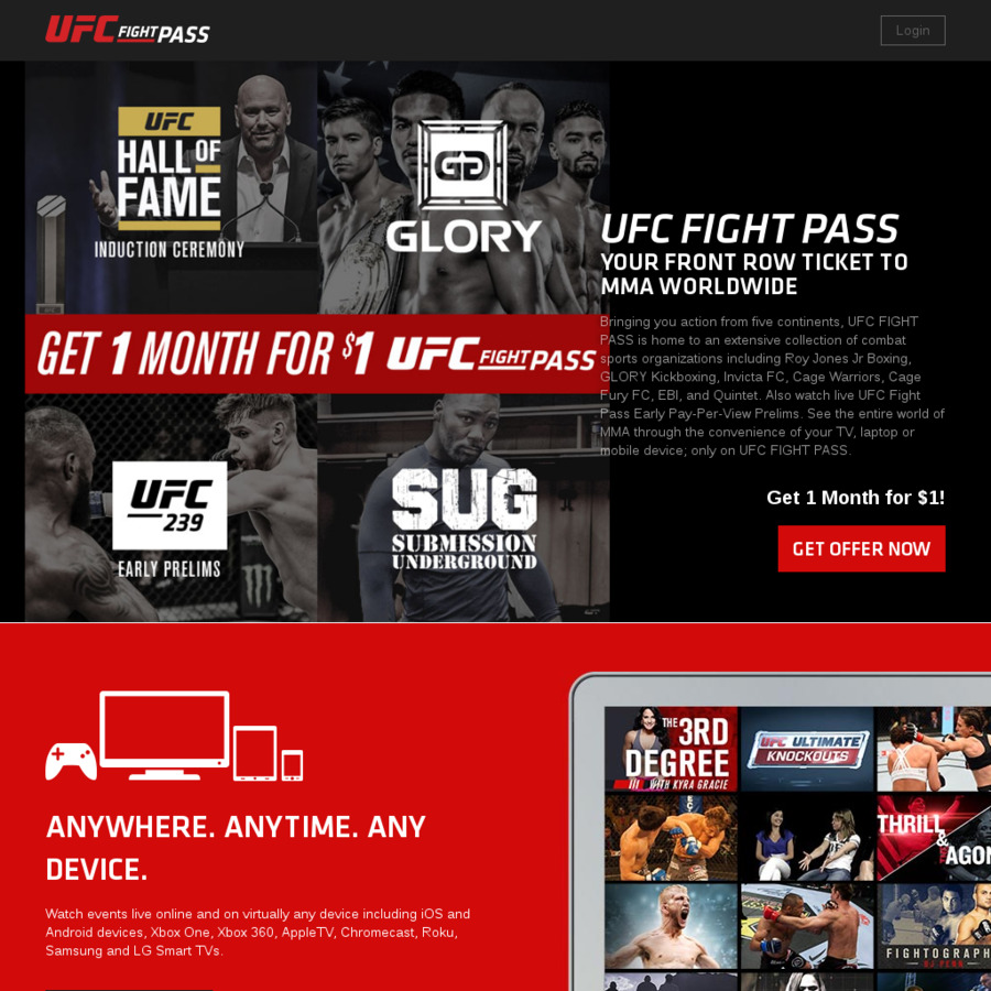 UFC Fight Pass 1 Month For $1 (New Accounts) @ UFC - OzBargain