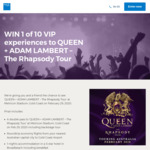 Win 1 of 10 VIP Experiences to Queen + Adam Lambert – The Rhapsody Tour [BUPA MEMBERS ONLY]