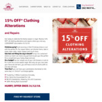 15% Off all Clothing Alterations and Repairs @ Look Smart Alterations