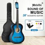 Melodic 38 Inch Round Acoustic Guitar Pack Classical Cutaway Blue $34.97 + Delivery @ CrazySales