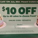 $10 off Any Full Size Cake (from $29.95) @ The Cheesecake Shop