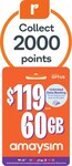 60GB 365-Day amaysim Prepaid Mobile Plan $99 (Save $20) + 2000 Reward Points (Worth $10) - in-Store Only @ Woolworths