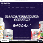 20% off Selected Supplement Brands, Extra 10% off Purchase of Any 2 Items + $10 Delivery ($0 with $80 Order) @ PNP Nutrition
