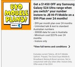 [Pre Order] $1450 off Samsung Galaxy S24 Ultra w/ JB Hi-Fi Mobile $99/M 300GB/M 24-Month Plan (New/Port-in, in-Store) @ JB Hi-Fi