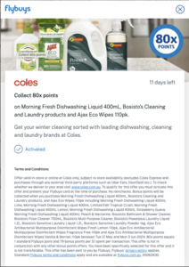 80x Flybuys Points on Selected Morning Fresh, Bosisto’s and Ajax Cleaning Products (Activation Required) @ Coles via Flybuys