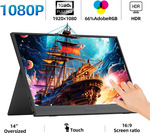 ZSUS 14" 1920x1080 IPS Portable Touchscreen Monitor US$69.37 (~A$104.71) Delivered @ ZSUS Motherboard Store AliExpress