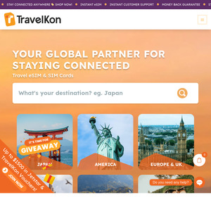 30% off All Travel eSIMs and SIM Cards - Europe, USA, NZ, Japan, Asia & More from $2.10 + Free Shipping @ TravelKon