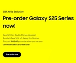 [CommBank Yello, Pre Order] Spend Min $500 on Galaxy S25 Series / Eligible Product & Pay with CommBank Card, Save $100 @ Samsung