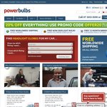 20% off Everything at Power Bulbs, Free Delivery