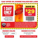 Johnny Walker Red Label 700ml, $29 with Coupon Today Only @Liquorland WA, NSW, VIC