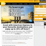 Scoot Sale 25% off Economy, 20% off Scootbiz with AMEX