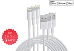 3 Pack iPhone/iPad/iPod Charge/USB Cable (1m) for Only $21 Inc.1 Year Warranty + Shipping, Save $6 from Kogan