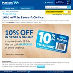 Masters - 10% Off Storewide Including Appliances