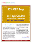 ToysOnline.com.au Sidewide 15% Off Coupon
