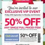 50% off (Nearly) Everything in Store (for VIP Members) @ Lincraft