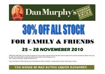 30% off at Dan Murphys - 25th to 28th of November