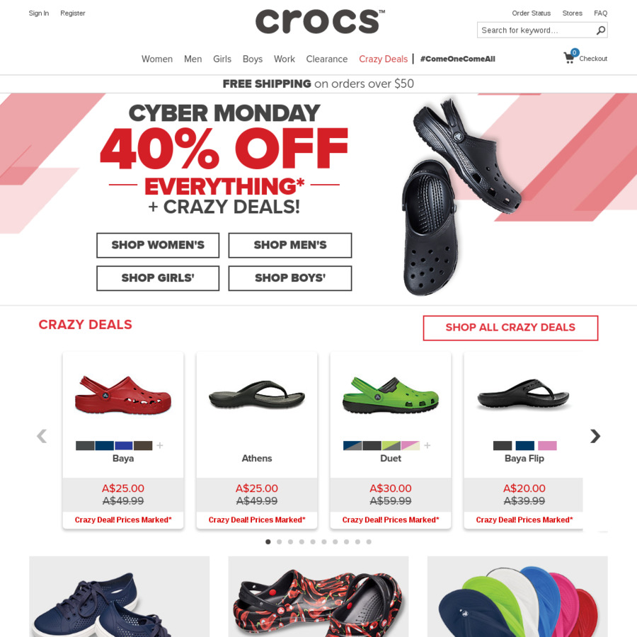 Cyber Monday 40 off Sitewide CROCS (Including Clearance) + FREE