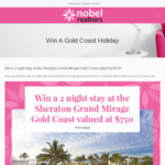 Win a 2 Night Stay at The Sheraton Grand Mirage Gold Coast Valued at $750 [No Travel]