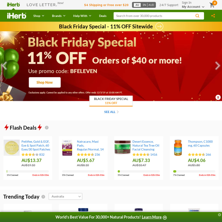 iHerb Black Friday Special 11 off (AUD 59 or More) OzBargain