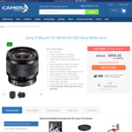 Sony E-Mount 10-18mm F/4 OSS $904.50 Delivered @ Camera Warehouse