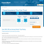 20% off Annual Multi-Trip Travel Insurance with CoverMore