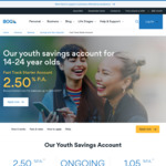 BOQ Fast Track Starter Savings Account (for 14-24 Year Olds): 2.50% Interest on Balances up to $10,000 with Monthly Criteria