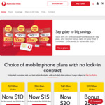 Australia Post Mobile 30-Day Prepaid Starter Pack 50% off: 10GB $10, 20GB $15, 40GB $20 and Bonus Data on Your First 3 Renewals