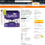 Quilton Toilet Tissue Pack of 45 $8 + Delivery@Amazon