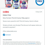 Collect 1 Free Dairy Farmers Thick & Creamy 150g Yoghurt from Coles @ Flybuys (Activation Required)