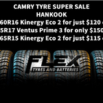 [NSW] Hankook Camry Tyres Inc Fitting: Kinergy Eco 2 215/60R16 $120, 205/65R15 $115, Ventus Prime 3 215/55R17 $150 @ Flex Tyres