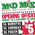 $5 Burritos, $5 Coronas & $5 Frozen Margaritas from 5pm Friday & Saturday at Mad Mex QV [VIC]