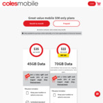 Coles Mobile 365-Day SIM Prepaid Starter Kit 60GB $99 Delivered @ Coles Mobile