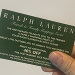 [Targeted] Physical Card Required by Additional 40% off Marked Price at DFO Polo Ralph Lauren