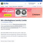 Win a Westinghouse Laundry Combo Valued at RRP $1698 from Bi-Rite