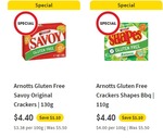 20% off Arnott's Gluten Free Savoy or BBQ Shapes $4.40, 50% off thankyou Hand Wash e.g. Fragrance Free Refill 1L $8.97 @ Coles