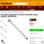 Renegade Industrial ½" Drive 30-210Nm Torque Wrench $29 (Was $49) + Delivery ($0 in-Store QLD) @ TradeTools