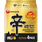 Nongshim Shin Ramyun Noodle Soup Spicy Chicken 4-Pack 480g $5 @ Woolworths
