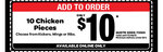 Domino's 10 Chicken Pieces for $10.00 Pick-up / Delivered