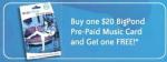 Buy $20 BigPond PrePaid Music Card - Get 1 FREE at Australia Post.