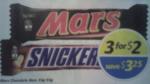 Less than half price - Any 3 Mars chocolate bars for $2 at Coles