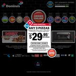 Domino's - 3x Pizzas, 2x Garlic Bread & 2x Coke -  $33 Delivered