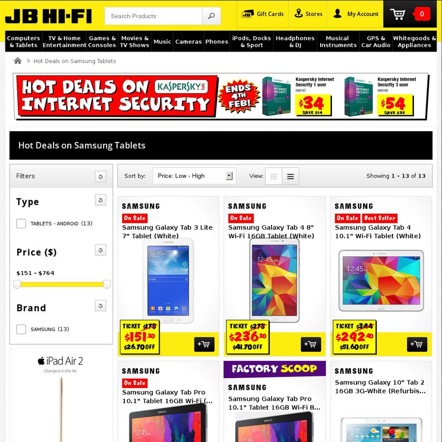 Samsung Tablets 15% off at JB Hi-Fi - OzBargain