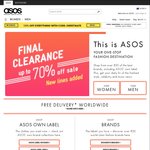 ASOS: 70% off Plus 15% Added Discount for Aus Day