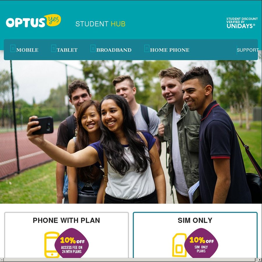 Optus SIM Only Plan w/ 10GB Data - $36p/m for UNiDAYS Members ($26 w