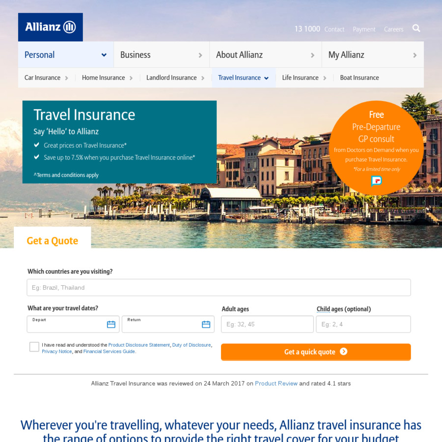 Allianz Comprehensive Travel Insurance 15% off - OzBargain