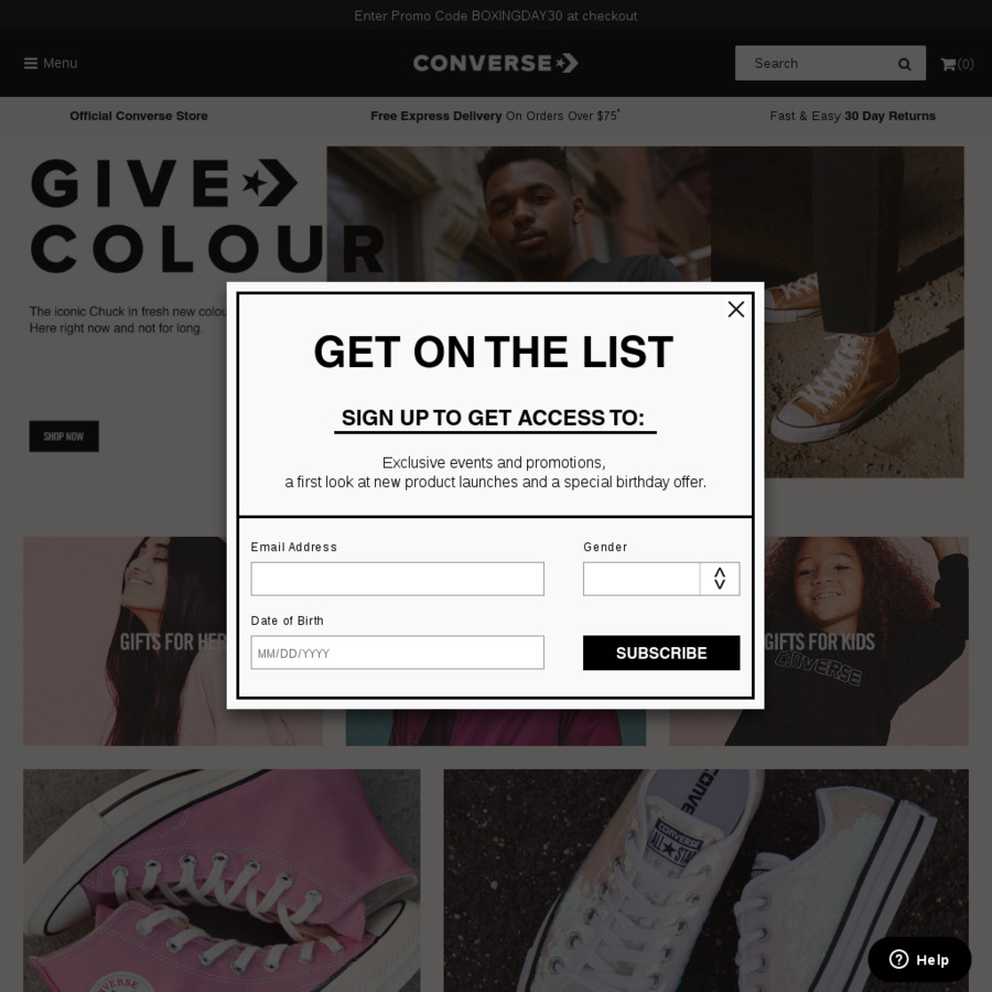 Converse Boxing Day Sale 30% off Store 
