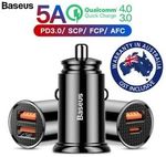 [eBay Plus] Baseus 30W USB Type C PD3.0 QC4.0 VOOC Dual Car Charger - $15 for 2 ($7.50 each) Delivered @ Shopping Square eBay