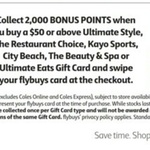 Bonus 2000 flybuys Points (Worth $10) on $50 Kayo Sports, Ultimate Eats/Style Gift Card @ Coles