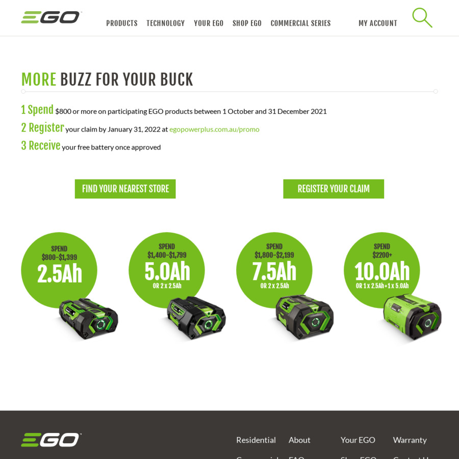 Ego Tools Bonus Battery Offer with $800+ Spend @ EGO Power Plus - OzBargain
